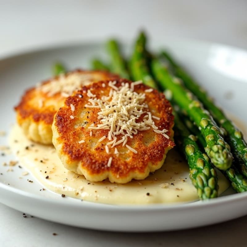 Crispy White Bean Cutlets with Roasted Asparagus