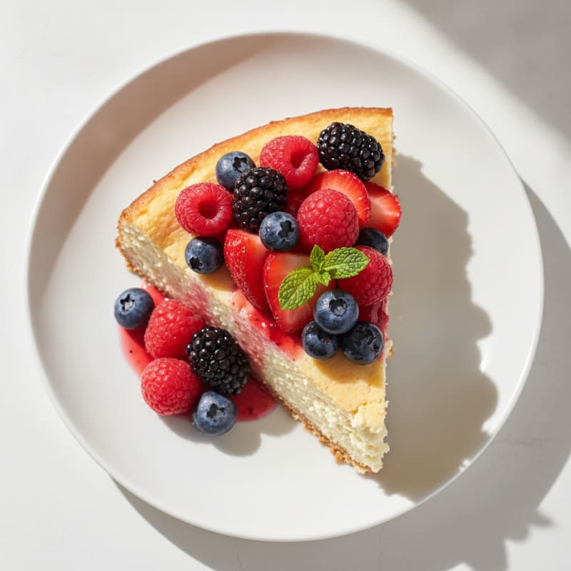 Greek Yogurt Protein Cheesecake with Mixed Berries