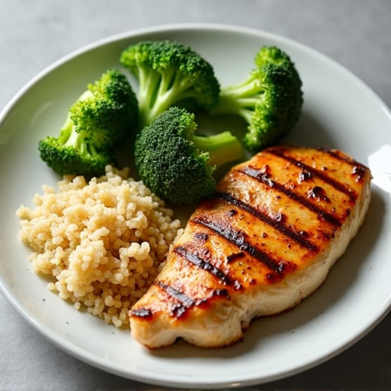 Grilled Chicken Breast with Roasted Broccoli and Quinoa