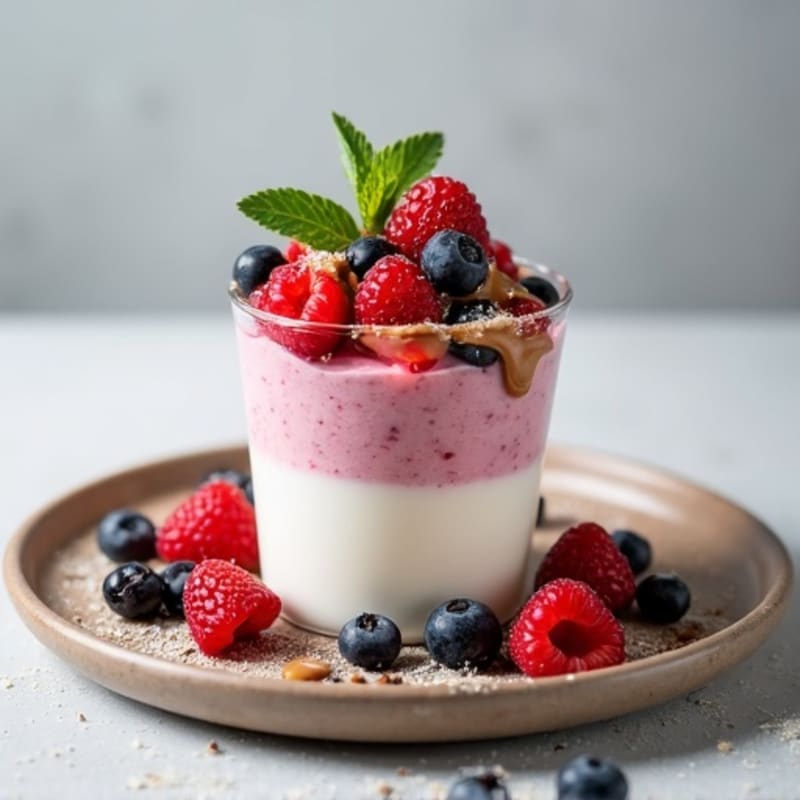 Greek Yogurt Protein Parfait with Mixed Berries and Almond Butter