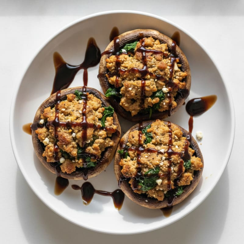 Herb-Stuffed Portobello Mushrooms with Balsamic Glaze