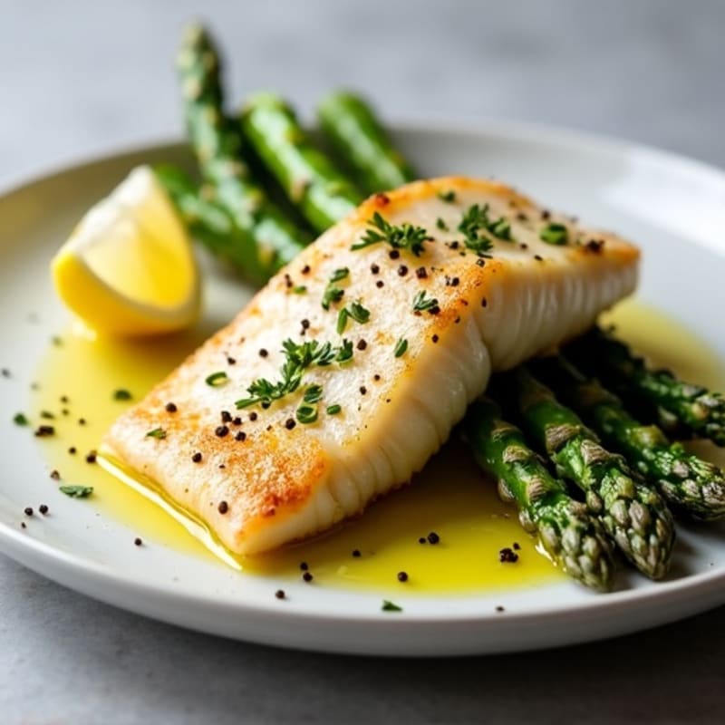 Seared Cod Fillet with Roasted Asparagus