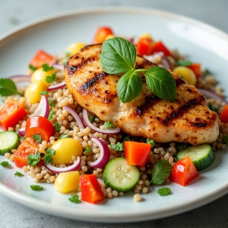 Grilled Chicken Breast with Crunchy Quinoa Salad