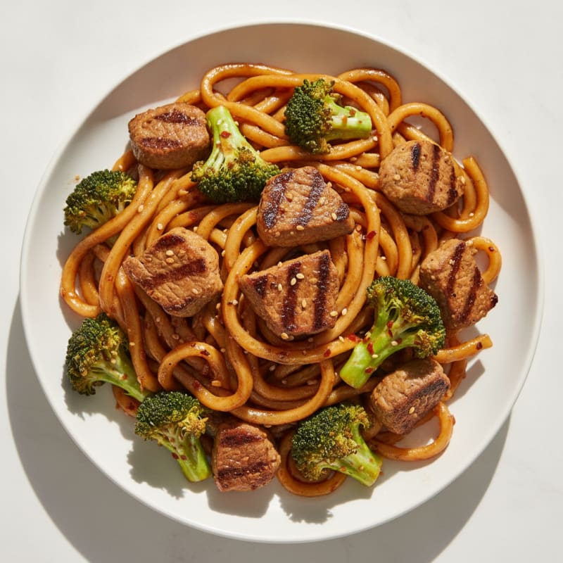 Impossible Steak & Broccoli Udon