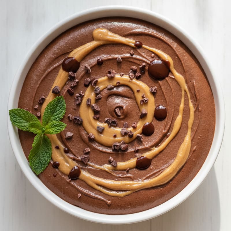 Silky Chocolate Protein Pudding with Peanut Butter Swirl