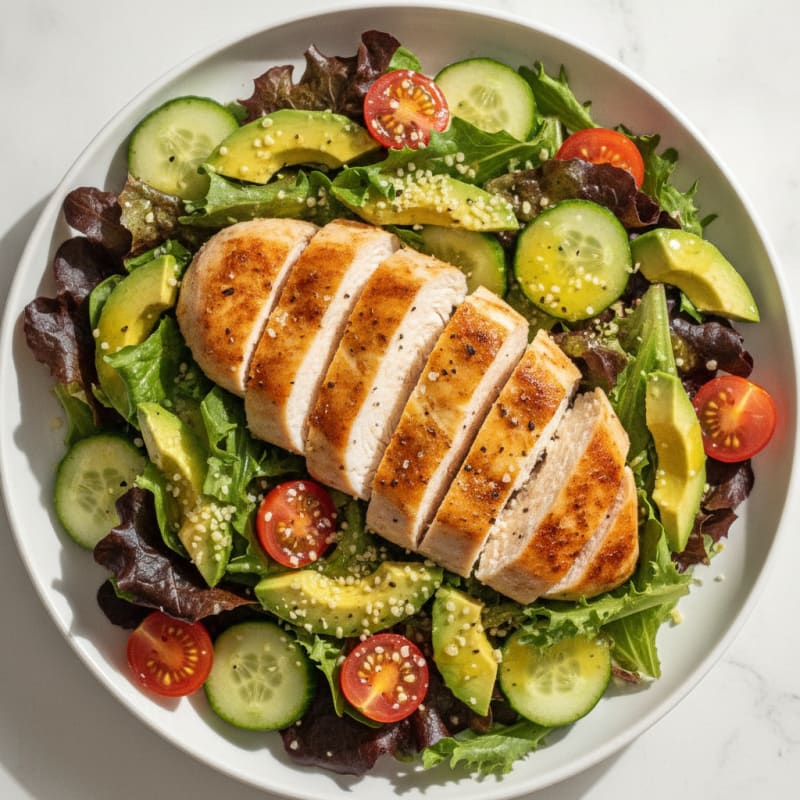 Seared Chicken and Red Leaf Lettuce Salad