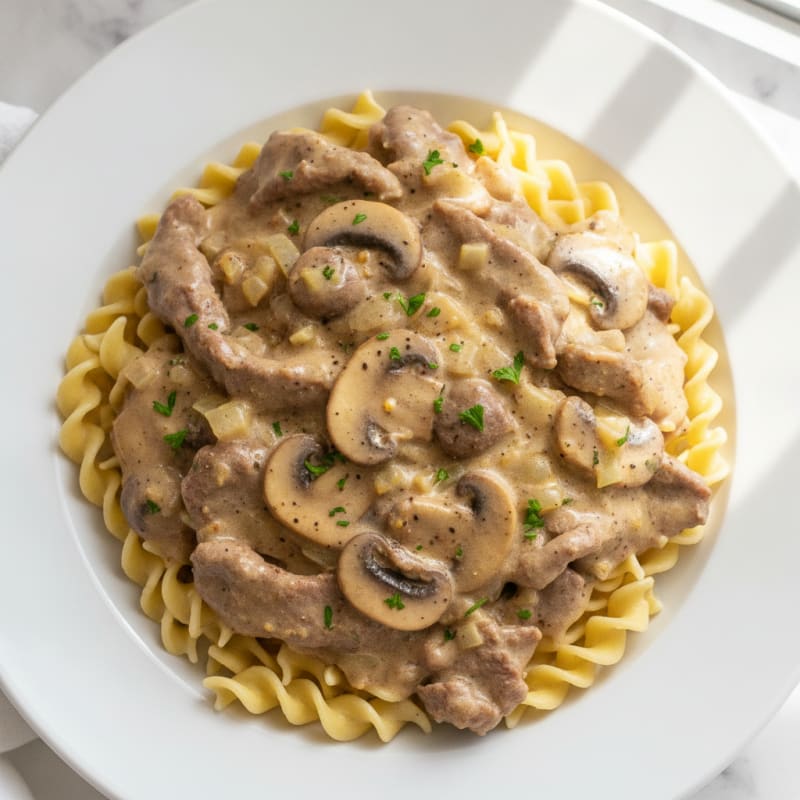 Classic Beef Stroganoff with Egg Noodles