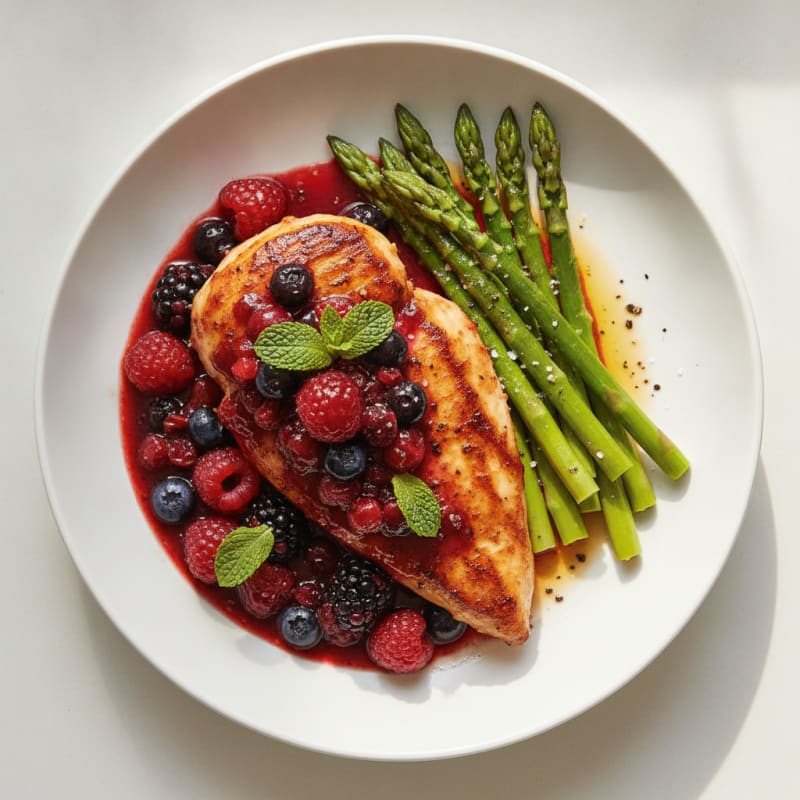 Berry-Glazed Chicken with Fresh Mint