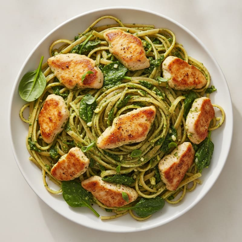 Creamy Pesto Chicken Linguine