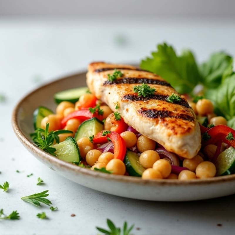 Grilled Chicken Breast with Crunchy Chickpea Salad