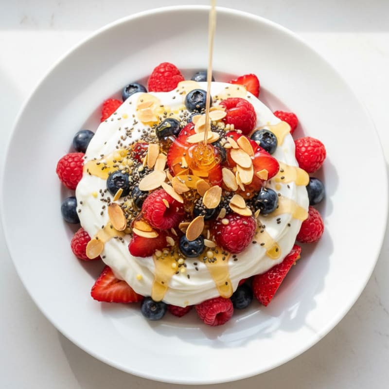 Greek Yogurt Parfait with Mixed Berries and Chia Seeds