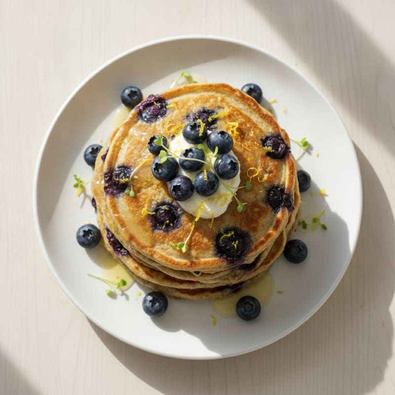 Blueberry Ricotta Pancakes with Lemon Zest