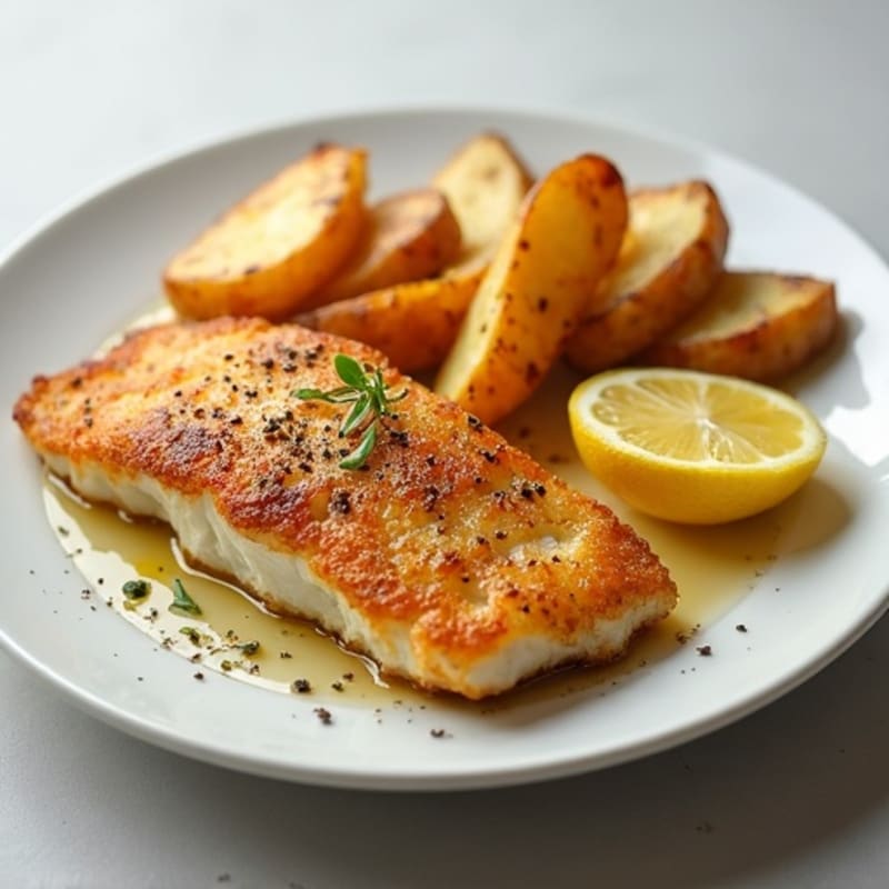 Crispy Baked Cod with Roasted Potato Wedges