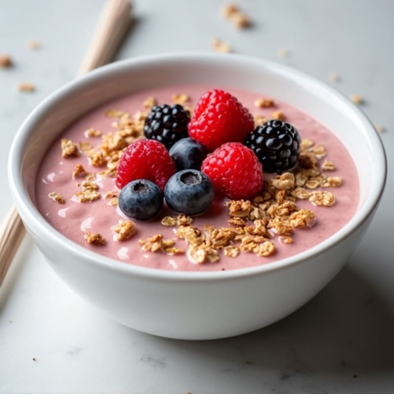 Creamy Greek Yogurt Oats with Protein Powder and Mixed Berries