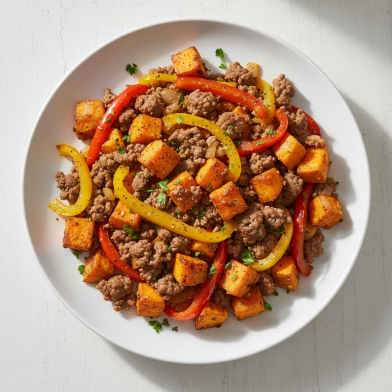 Ground Beef and Sweet Potato Skillet