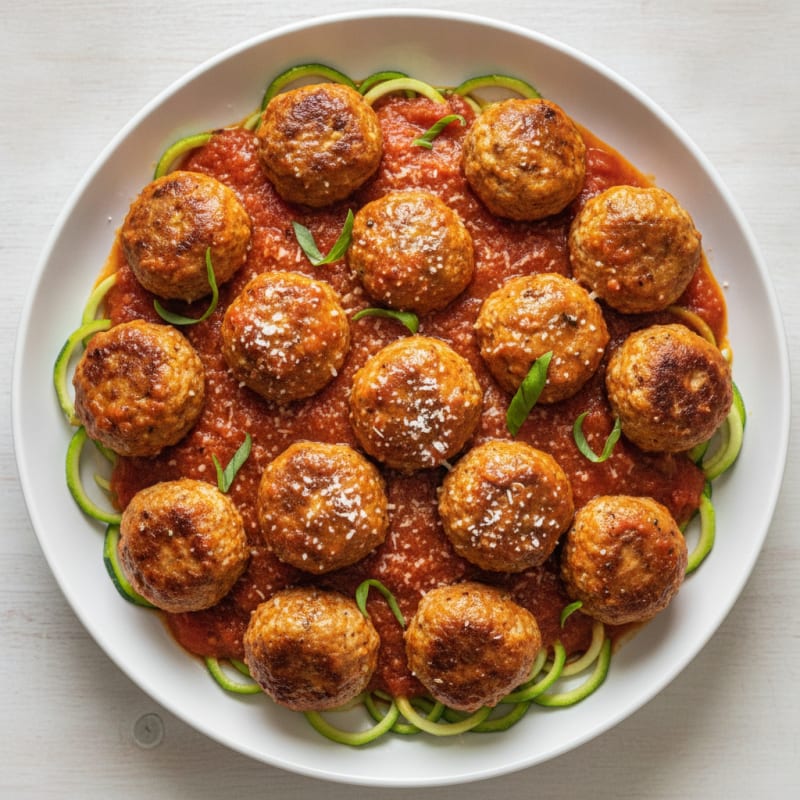 Chicken Meatball Skillet with Tomato Sauce