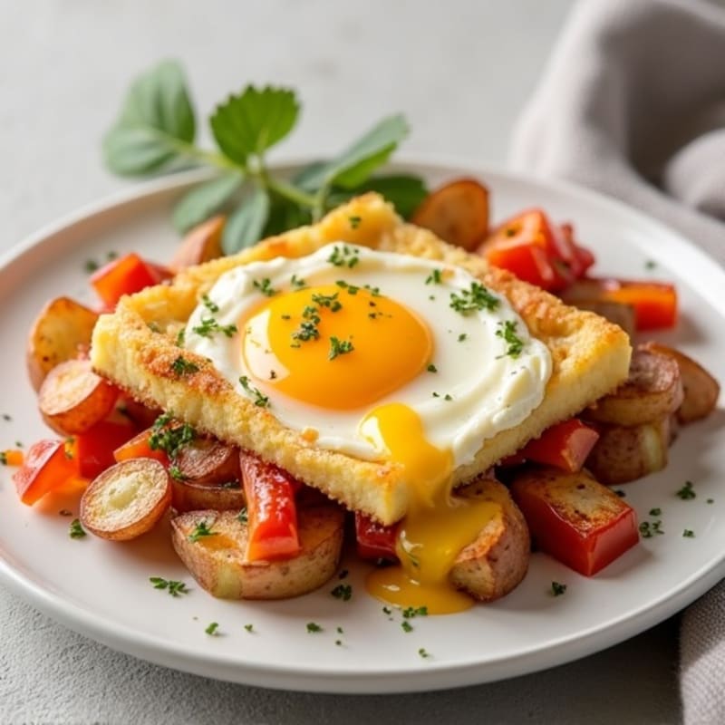 High Protein Egg Bake with Crispy Potatoes and Creamy Cottage Cheese
