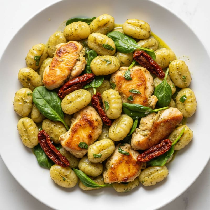 Creamy Pesto Gnocchi with Sun-Dried Tomatoes