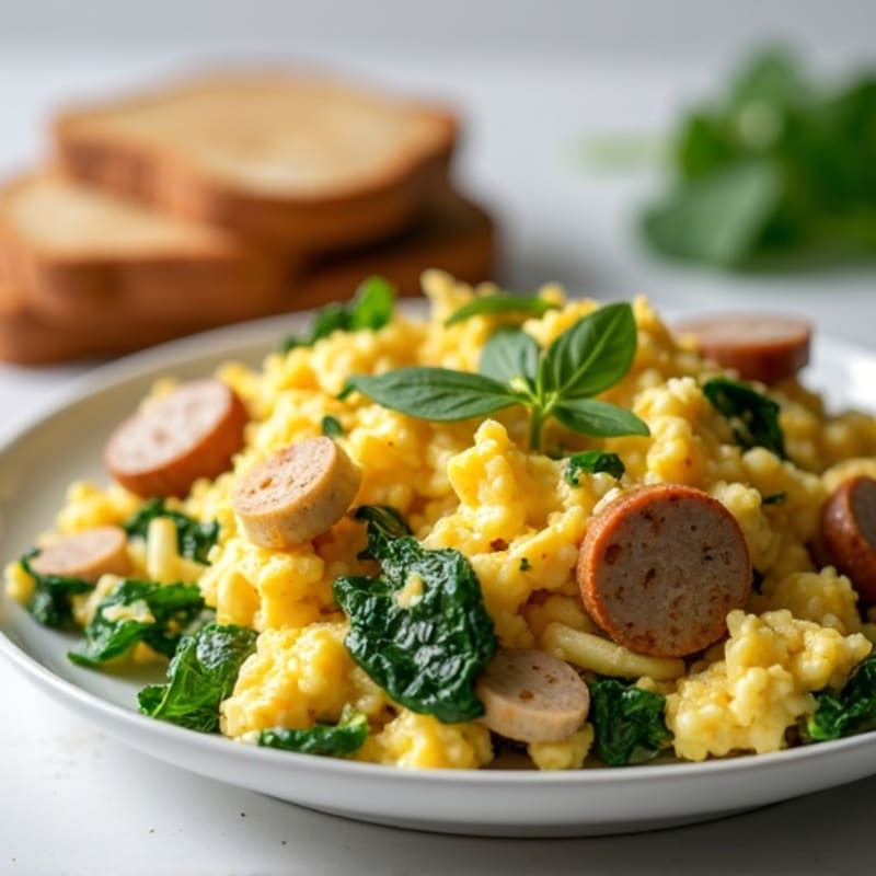 Egg White and Turkey Sausage Scramble with Spinach