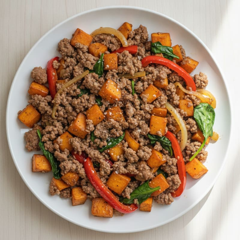 Ground Beef and Sweet Potato Skillet