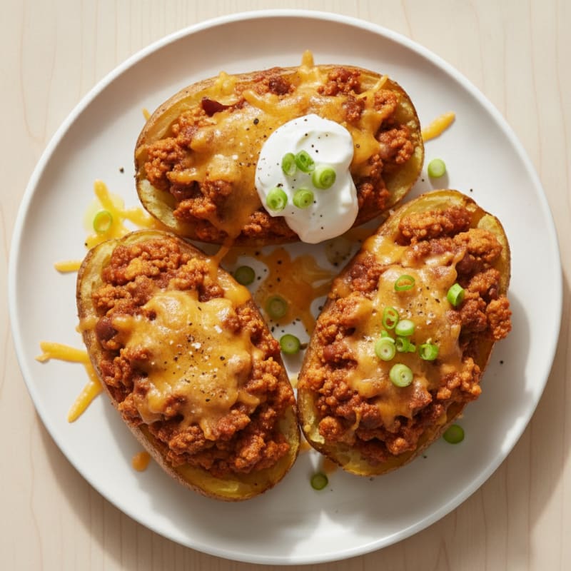 Loaded Chili Cheese Potato Skins