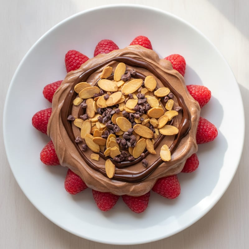 Chocolate Protein Greek Yogurt Parfait with Almonds