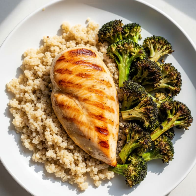 Grilled Chicken Breast with Roasted Broccoli and Quinoa