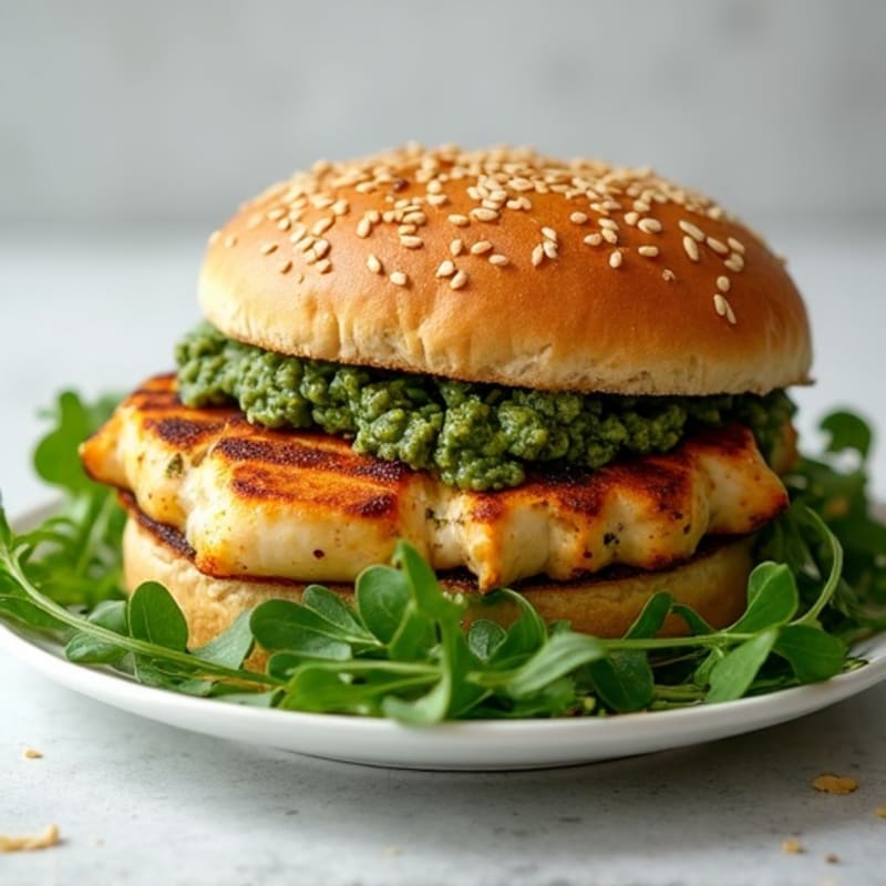 Herb-Pesto Grilled Chicken Sandwich with Fresh Greens