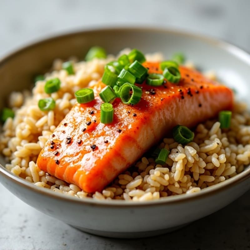 Sesame Ginger Fresh Salmon and Brown Rice Bowl