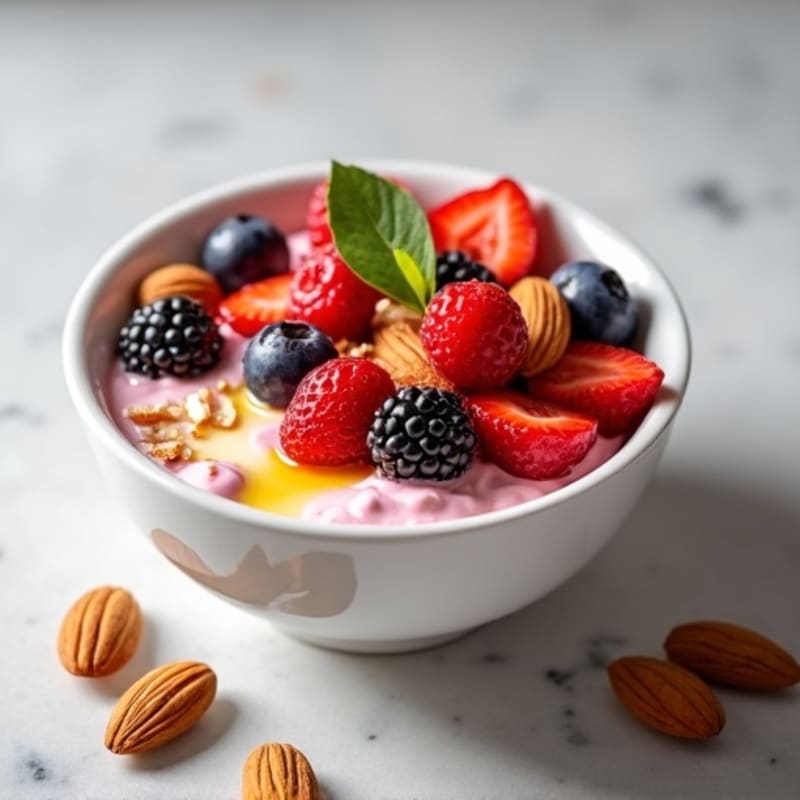Creamy Greek Yogurt with Fresh Berries and Crunchy Almonds