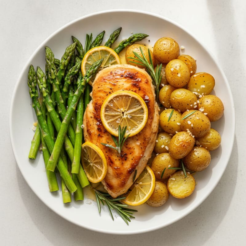 Lemon-Herb Roasted Chicken with Asparagus