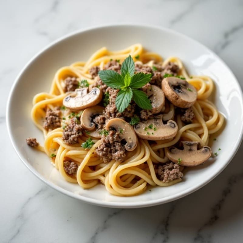 Lean Beef Creamy Mushroom Whole Wheat Noodles