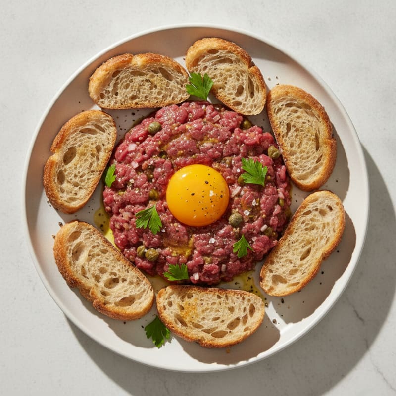 Classic Lean Steak Tartare with Sourdough Crostini