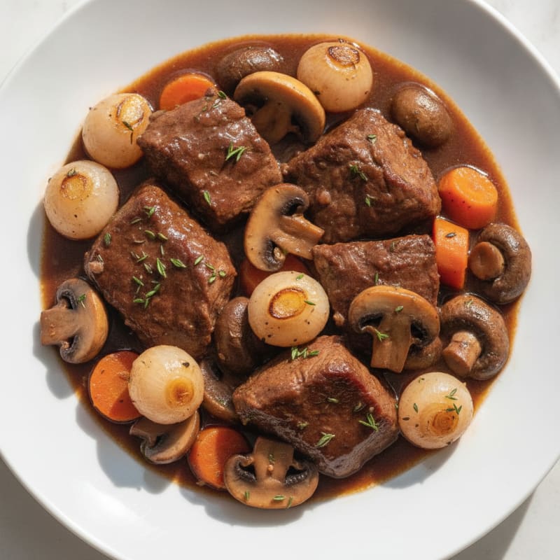 Classic Beef Bourguignon with Pearl Onions