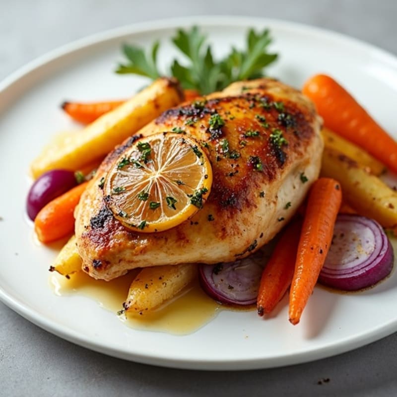 Lemon-Herb Roasted Chicken with Crispy Roasted Root Vegetables