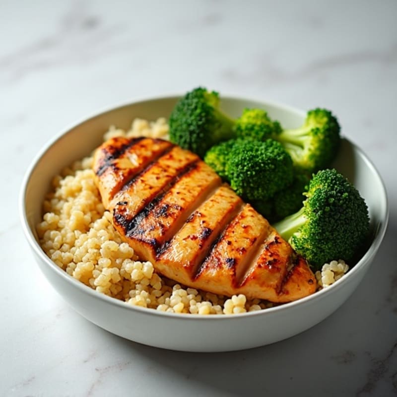 Grilled Chicken Breast with Quinoa and Steamed Broccoli