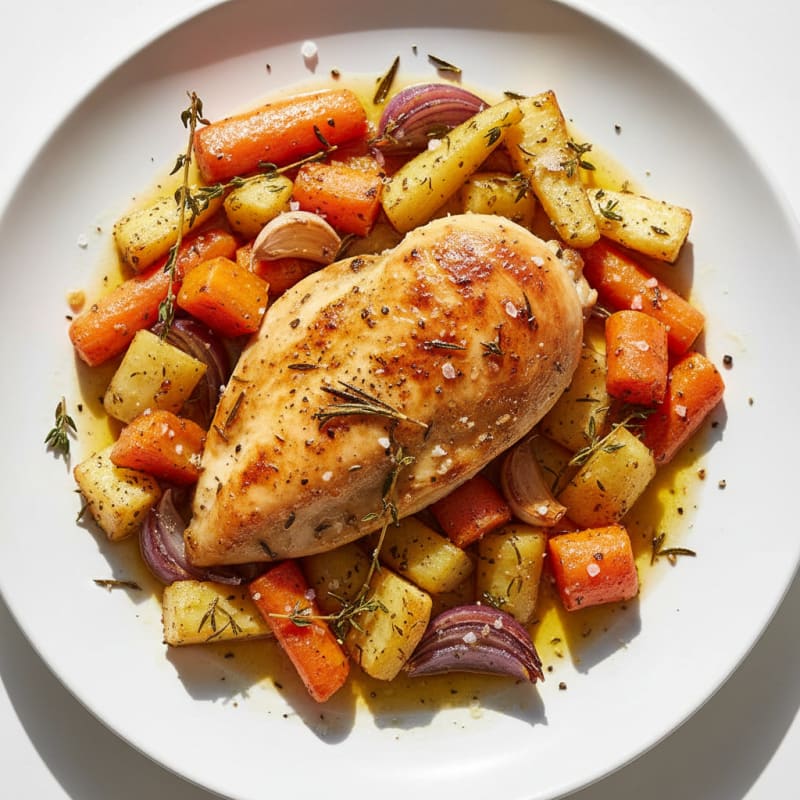 Garlic Herb Roasted Chicken with Root Vegetables