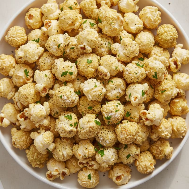High-Protein Garlic Herb Parmesan Popcorn