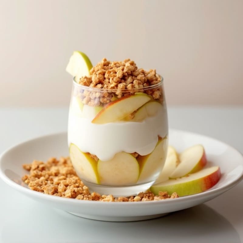 Creamy Greek Yogurt Parfait with Sliced Apples and Almond Crunch