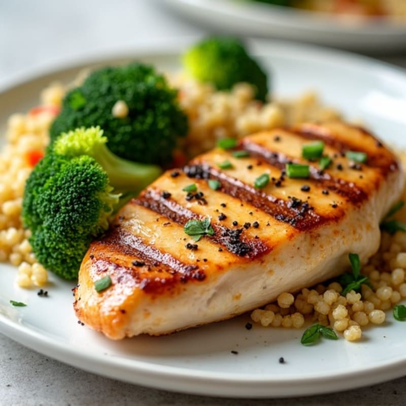 Grilled Chicken Breast with Broccoli and Quinoa Salad
