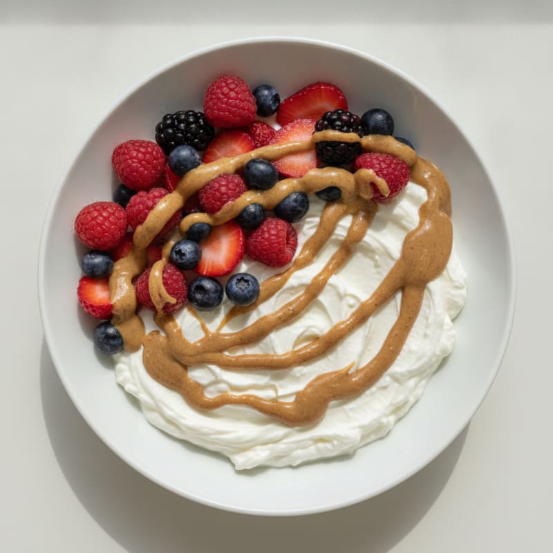 Greek Yogurt Protein Bowl with Mixed Berries and Almond Butter