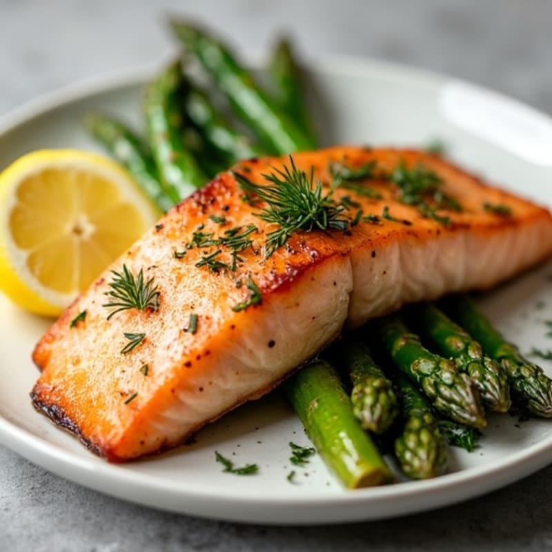 Flaky Lemon Herb Roasted Salmon with Tender Roasted Asparagus