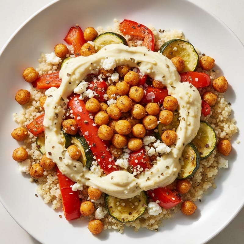 Roasted Vegetable and Chickpea Grain Bowl