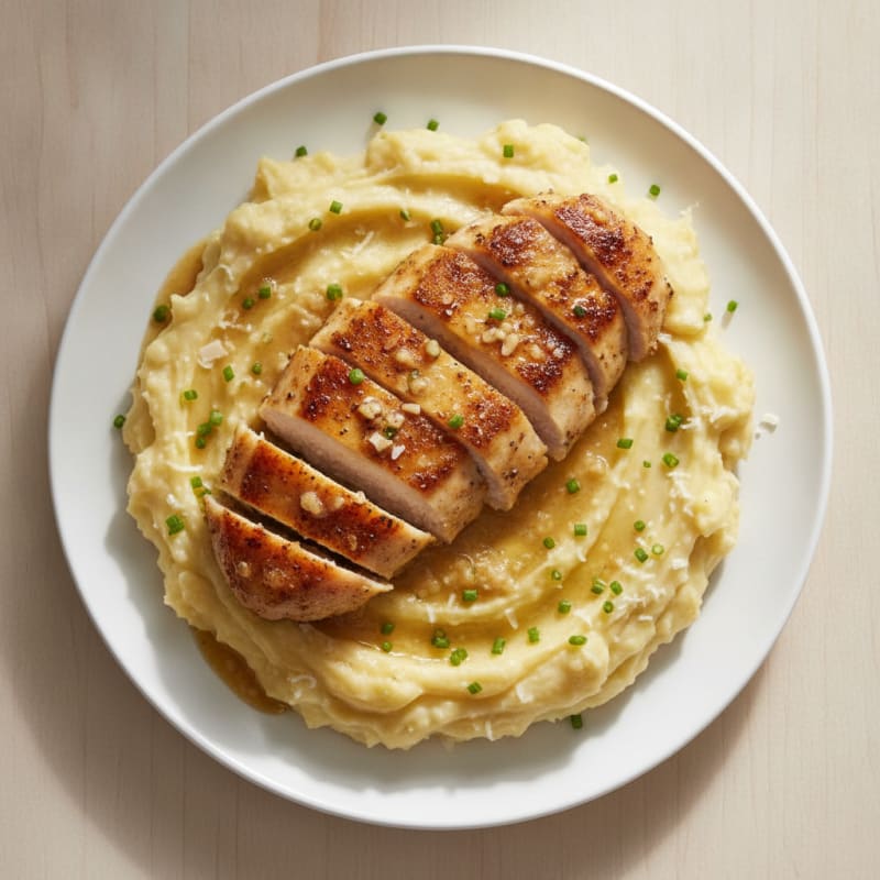 Buttery Garlic Parmesan Chicken and Mashed Potatoes