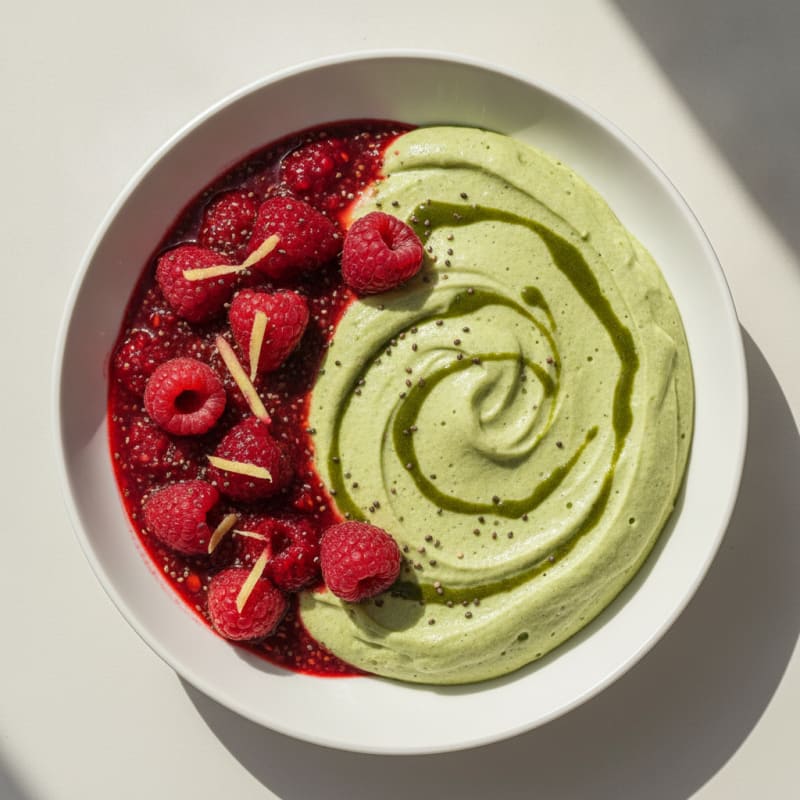 Matcha Protein Mousse with Berry Compote