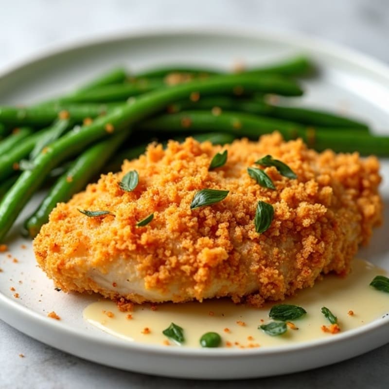 Buttermilk-Marinated Crispy Baked Chicken with Roasted Green Beans