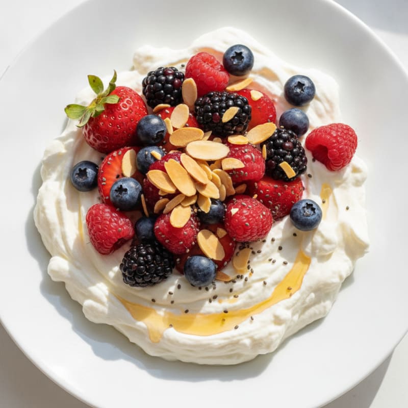 Silky Greek Yogurt Protein Pudding with Mixed Berries