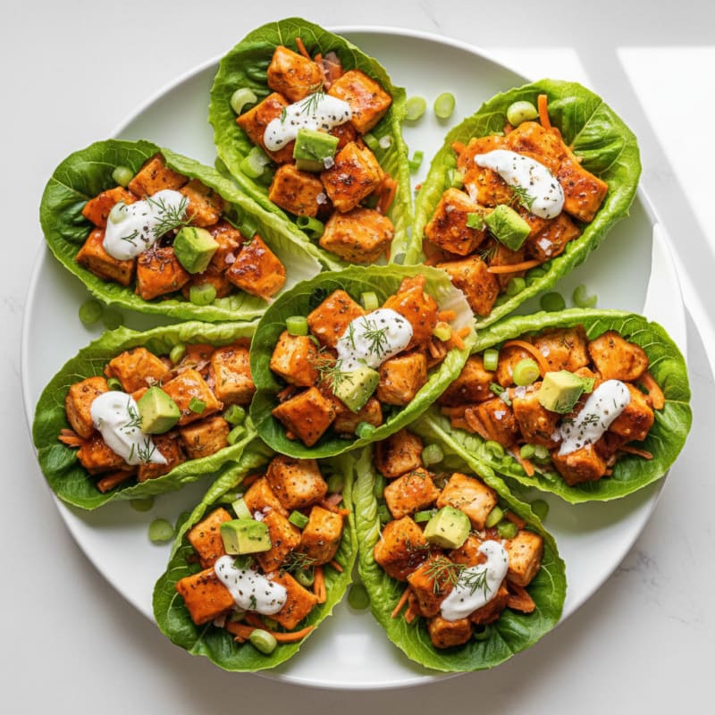 Buffalo Ranch Chicken Lettuce Wraps