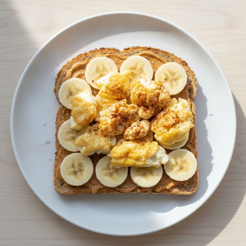 Cocoa-Infused Peanut Butter Banana Toast with Honey Egg Whites