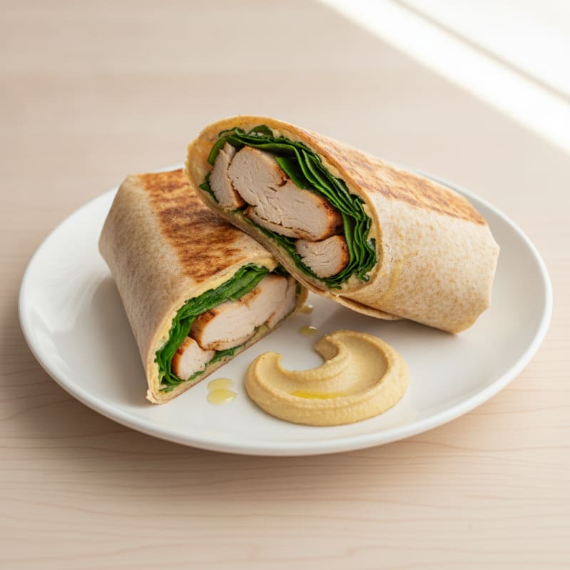 Grilled Turkey and Spinach Wrap with Hummus